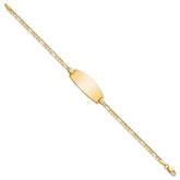 14k Polished Solid Chain/Solid Plate Figaro Link Oval 24x10.5mm Plate 8 inch ID Bracelet